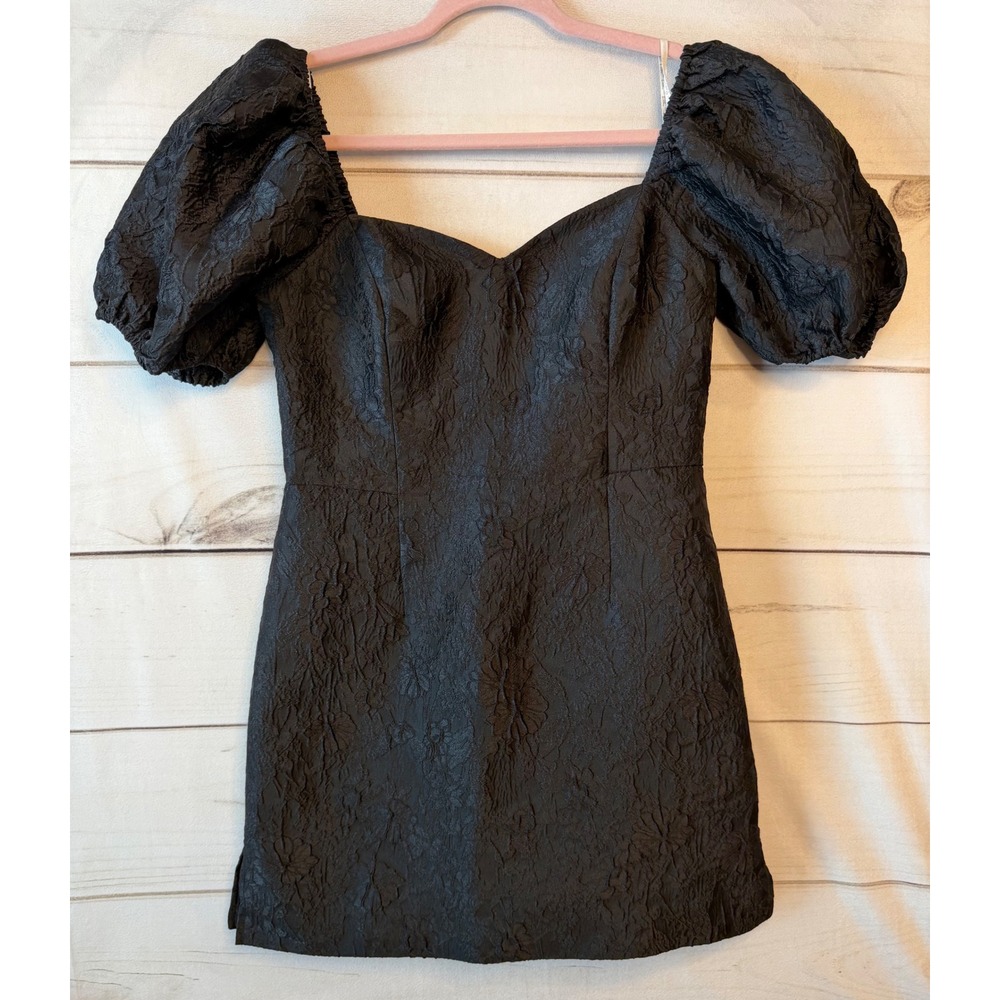 Lilly Pulitzer Black Floral Jacquard Puff Sleeve Romper Dress Size 6